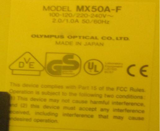 Olympus MX 50 A F Microscope