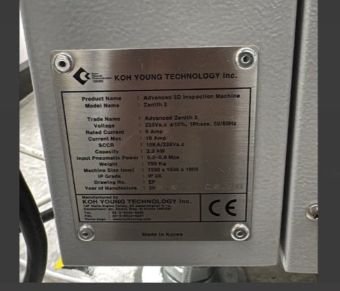Koh Young Zeith 2 3D AOI (Automated Optical Inspection)