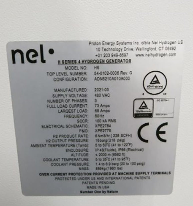 Nel Proton PEM Series 4 Hydrogen Generator