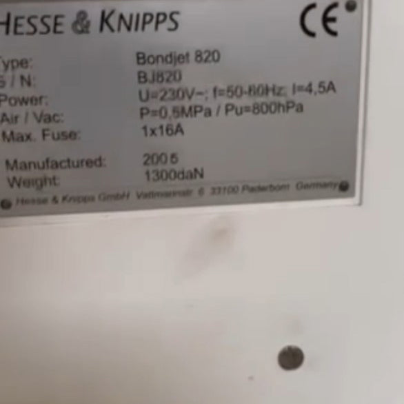 Hesse & Knipps (H&K) Bondjet 820 Bonder