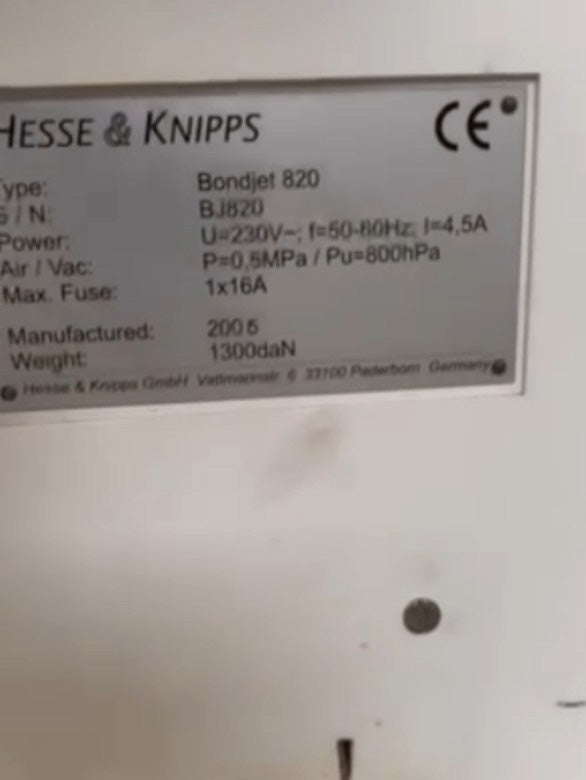 Hesse & Knipps (H&K) Bondjet 820 Bonder