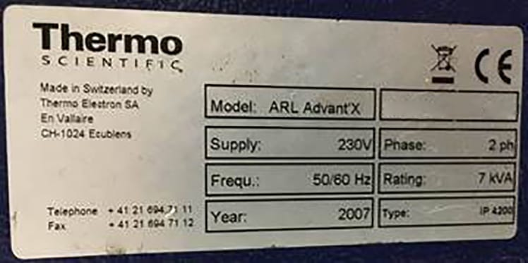 Thermo Scientific ARL Advant'X Sequential XRF (X-ray Fluorescence)