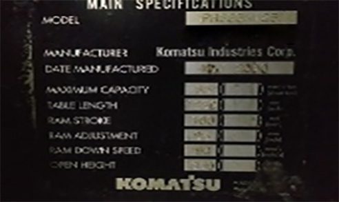Komatsu PHS 35 X 125 Hydraulic Press