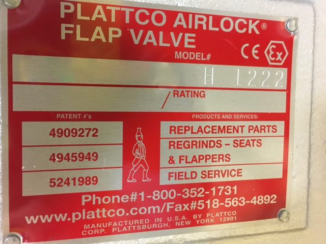 Plattco H 1222 Airlock Double Dump Flap Valve