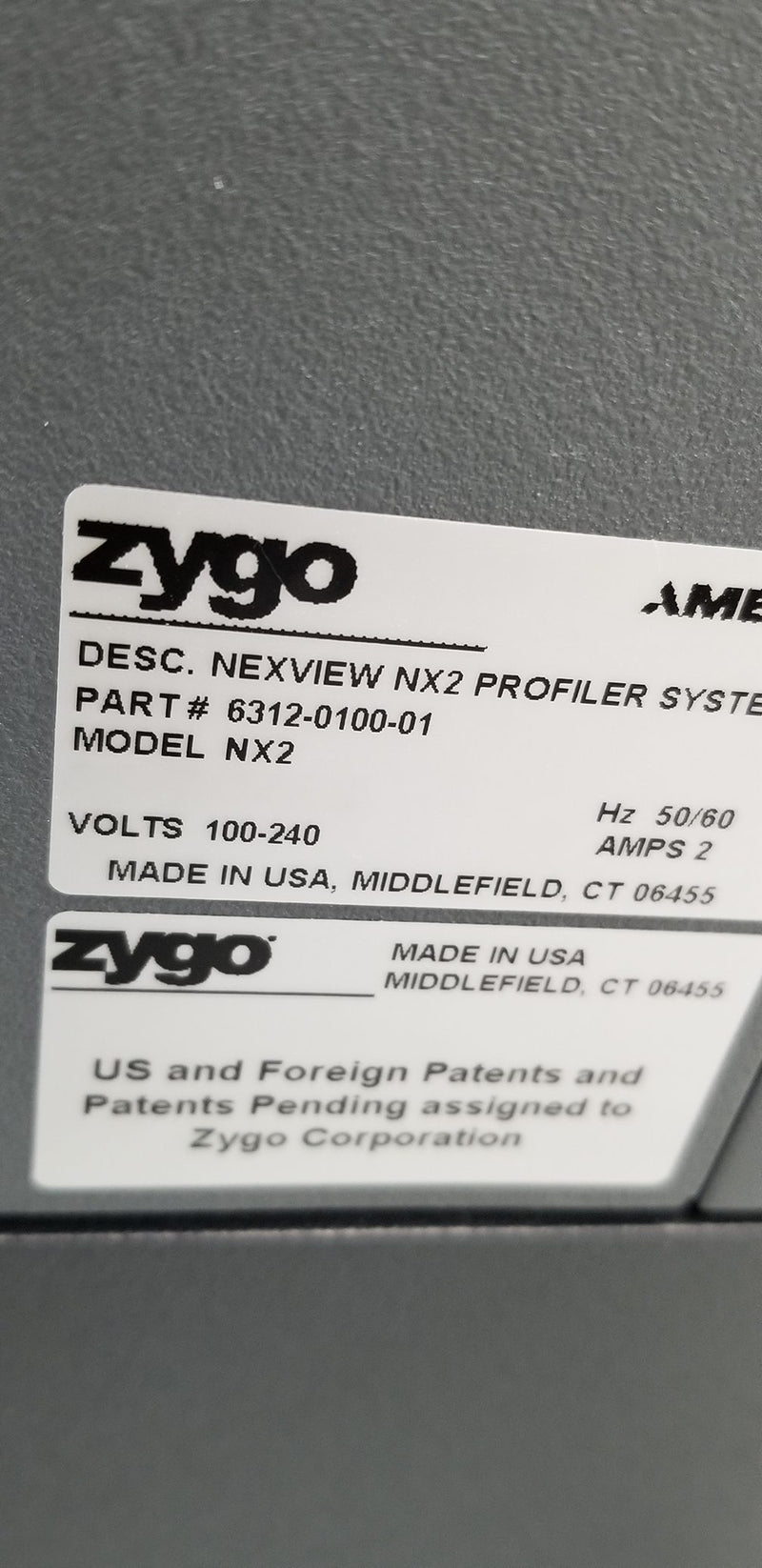 Zygo NX 2 Optical Profilometer