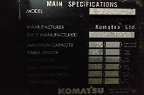 Komatsu PHS 35 X 125 Hydraulic Press