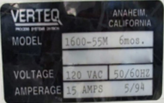 Verteq 1600 55 M SRD (Spin Rinse Dryer)