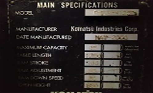 Komatsu PHS 35 X 125 Hydraulic Press