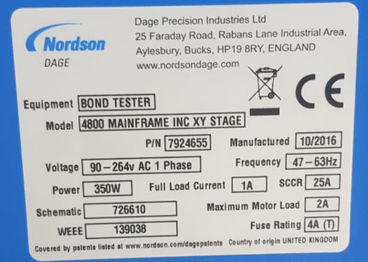 Nordson / Dage 4800 Bump Shear Tester