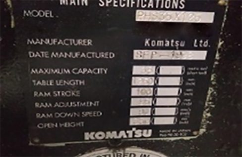 Komatsu PHS 35 X 125 Hydraulic Press