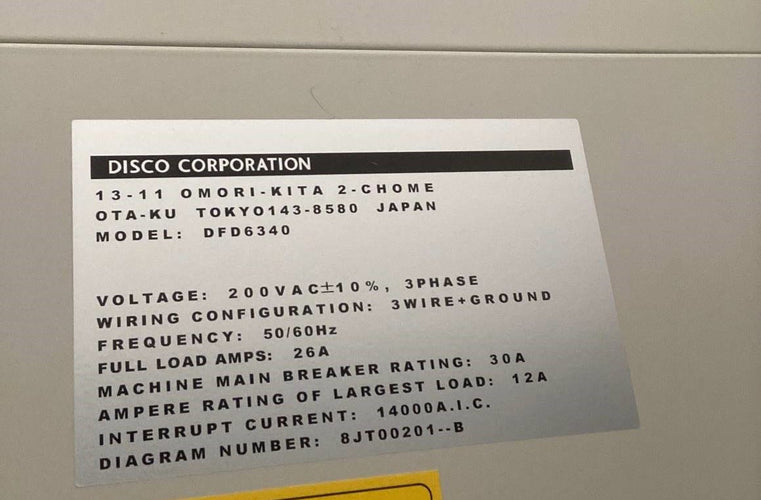 Disco DFD 6340 Automatic Dicing Saw