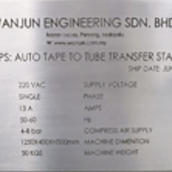 Wanjun Engineering Auto Tape to Tube Transfer Station