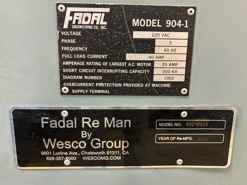 Fadal VMC 2216 CNC Vertical Machining Center