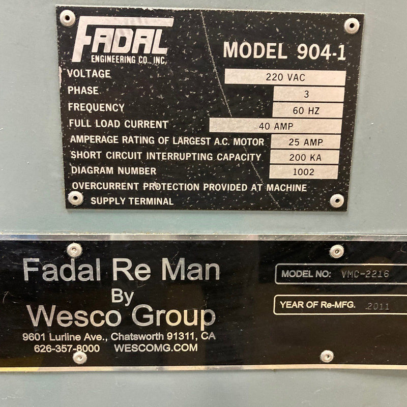 Fadal VMC 2216 CNC Vertical Machining Center