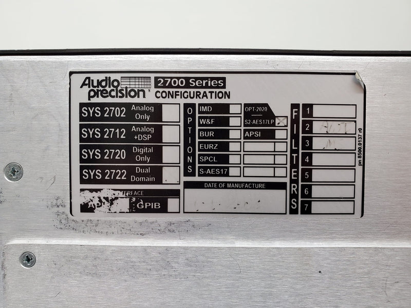 Audio Precision SYS 2722 A System Two Cascade Plus Audio Analyzer