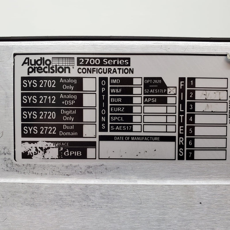 Audio Precision SYS 2722 A System Two Cascade Plus Audio Analyzer