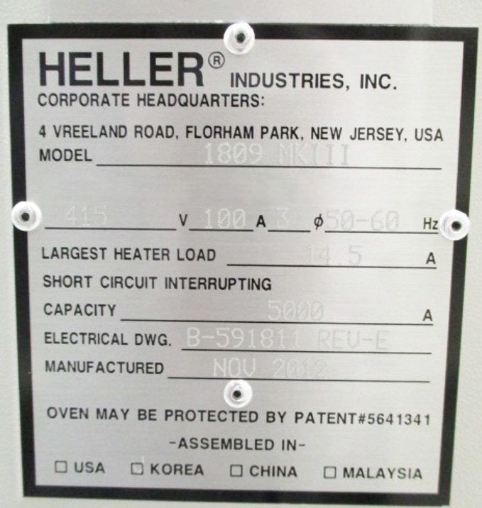 Heller 1809 MK III SMT Reflow Oven