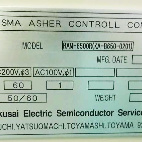 Kokusai RM 6500 R Plasma Asher