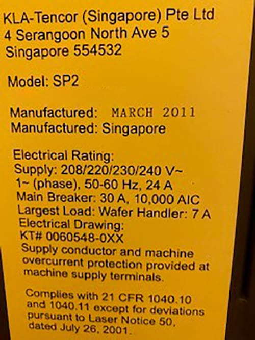 KLA Surfscan SP 2 Particle Defect System