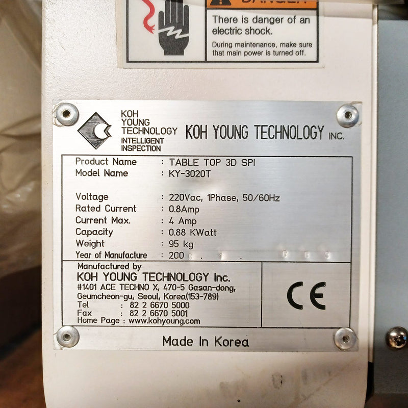 Koh Young KY 3020 T Solder Paste Machine