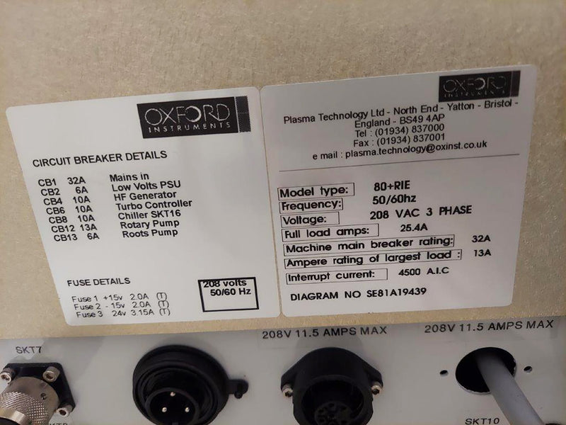 Oxford 80 Plus RIE Plasma