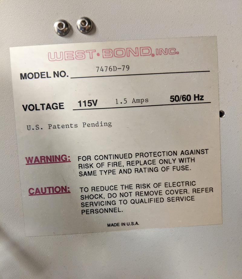 WestBond 7476 D 79 Wire Bonder
