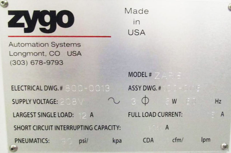 Zygo Zaris Mask Sorter