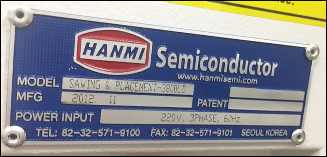 Hanmi 3800 LD Sawing & Placement Singulation Tool