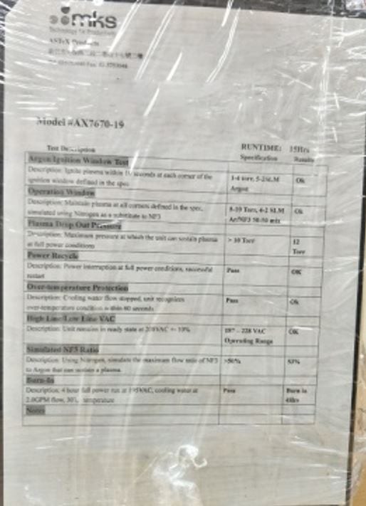MKS AX 7670-19 Gen Fluorine