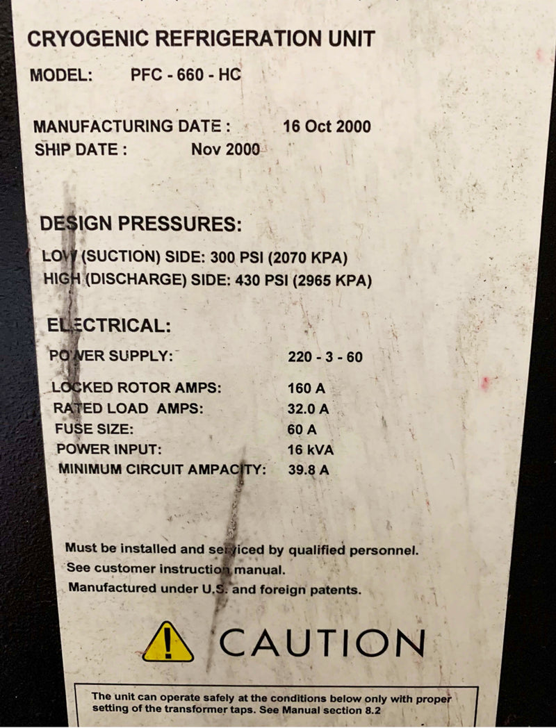 Polycold PFC 660 HC Cryogenic Refrigeration Unit
