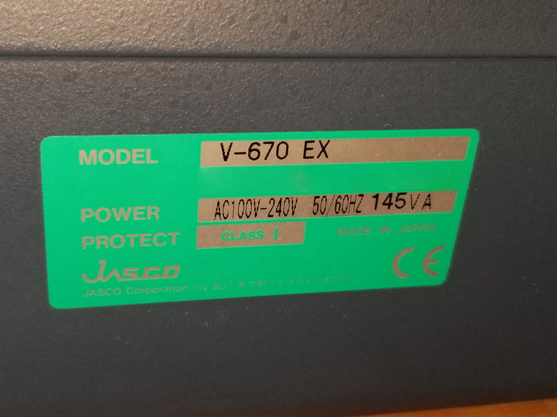 Jasco V 670 Spectrophotometer