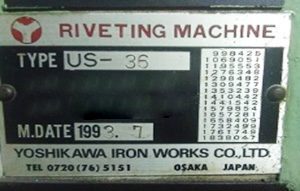 Yoshikawa Iron Works US 36 Riveting Machine