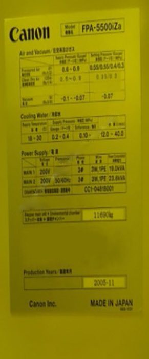 Canon FPA 5500 iZa i-Line Wide Field Stepper