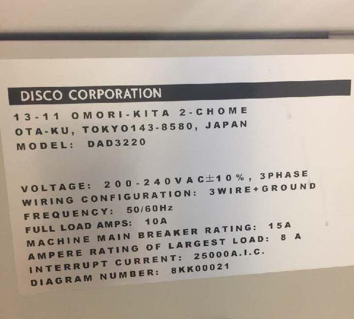 Disco DAD 3220 Automatic Dicing Saw