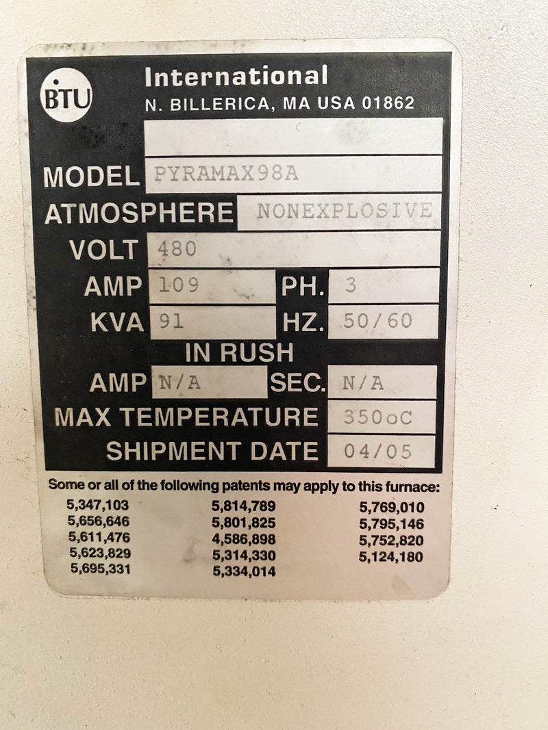 BTU Pyramax 98 A Oven