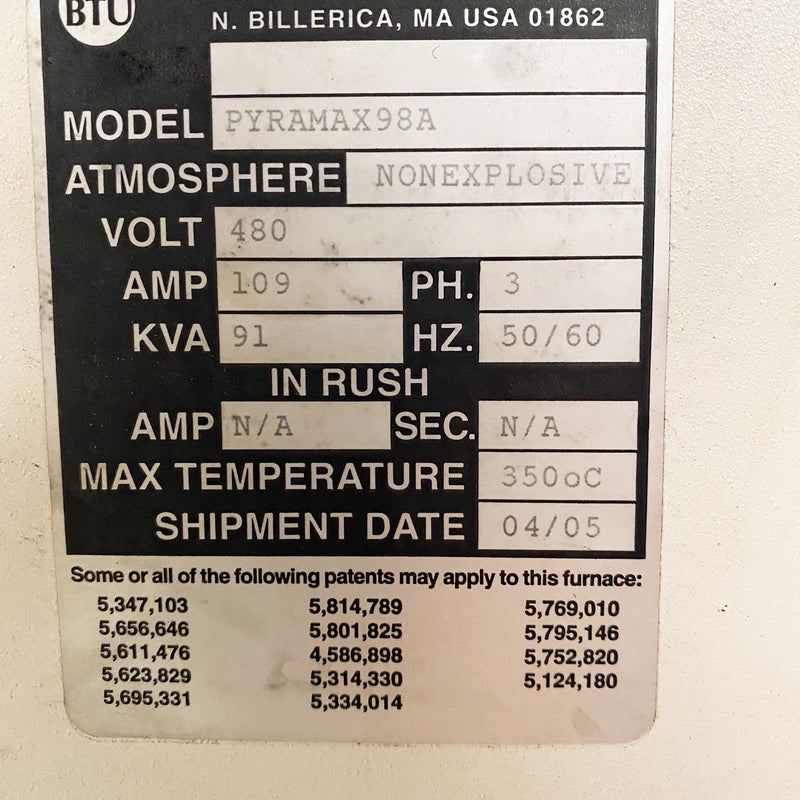 BTU Pyramax 98 A Oven