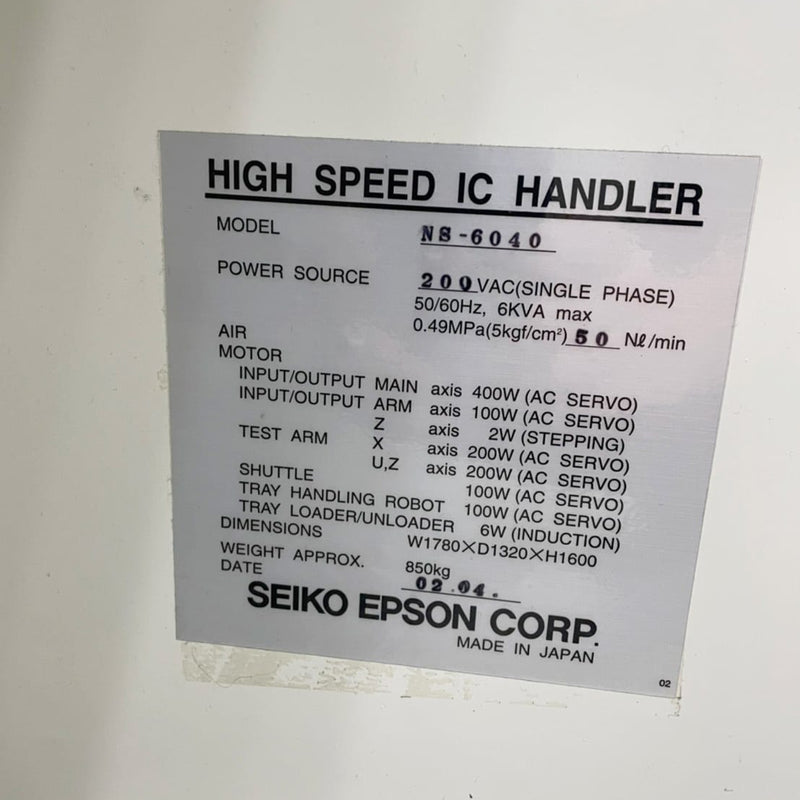 Seiko / Epson NS 6040 High Speed IC Handler