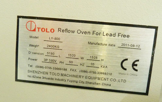 Tolo LY 800 Reflow Oven