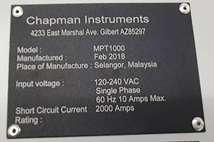 Chapman MPT 1000 Wafer Thickness Measurement System