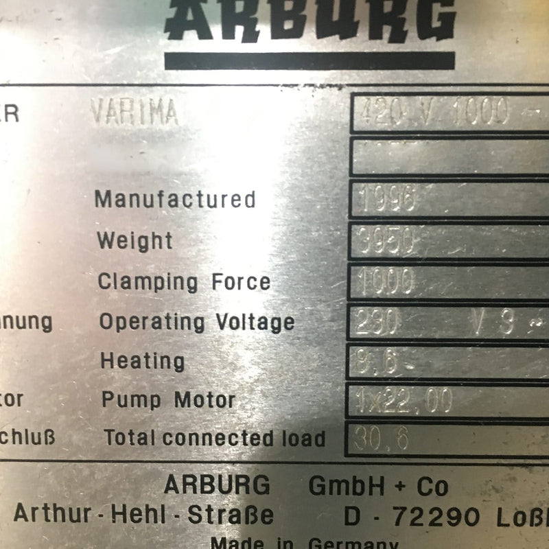 Arburg 420 V Injection Molding Machine