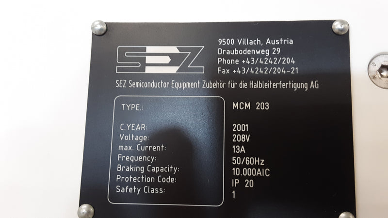 Lam / SEZ MCM 203 Single Wafer Wet Chemical Spin Processor