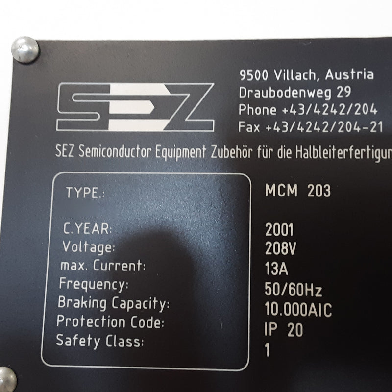 Lam / SEZ MCM 203 Single Wafer Wet Chemical Spin Processor