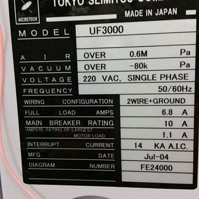 Accretech / TSK UF 3000 Automatic Wafer Prober