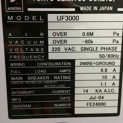 Accretech / TSK UF 3000 Automatic Wafer Prober