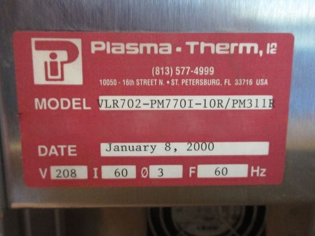 Plasmatherm 700 Deposition System Components