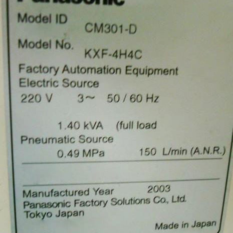 Panasonic CM 301 D KXF 4 H 4 C Chip Mounter