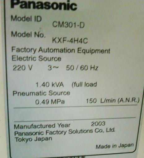 Panasonic CM 301 D KXF 4 H 4 C Chip Mounter