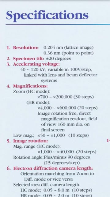Hitachi 7500 TEM (Transmission Electron Microscope)