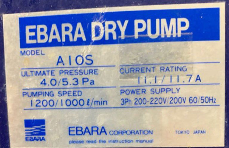 Ebara A 10 S Dry Pump