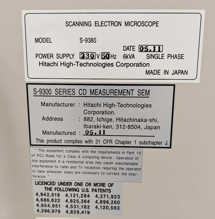 Hitachi S 9380 SEM (Scanning Electron Microscope)